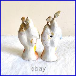 Antique Handmade Painted Lord Krishna Radha Terracotta Figure Pair Rare TC156
