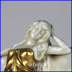 Antique Meissen Classical Parcel Gilt Porcelain Figure of a Maiden & Horse C1890