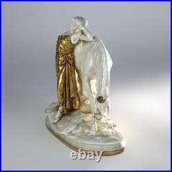 Antique Meissen Classical Parcel Gilt Porcelain Figure of a Maiden & Horse C1890
