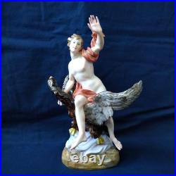 Antique Meissen Figurine #530 Ganymedes Rides An Eagle Dressed As Jupiter