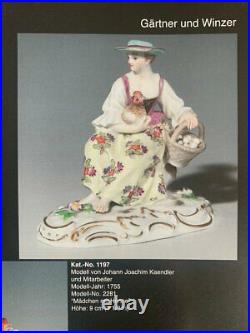 Antique Meissen Girl With Hen Porcelaine Figure Egg Johann Joachim Kaendler 20th