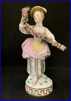 Antique Meissen Planter Porcelain Figurine Garland Flower Acier Victor Steel19th