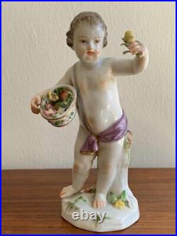 Antique Meissen Porcelain Figurine Allegory Spring Basket Johann Joachim Bergman