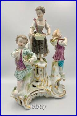 Antique Meissen Porcelain Series Gardners 4 Children Johan Kaendler Gild XVIII