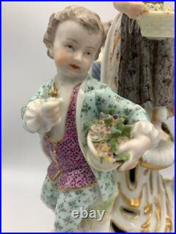 Antique Meissen Porcelain Series Gardners 4 Children Johan Kaendler Gild XVIII