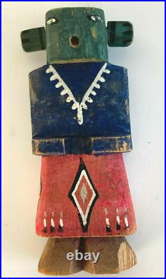 Antique Native American Kachna Doll 4 Tall Hand Carved & Painted Wooden Doll