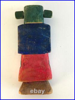 Antique Native American Kachna Doll 4 Tall Hand Carved & Painted Wooden Doll