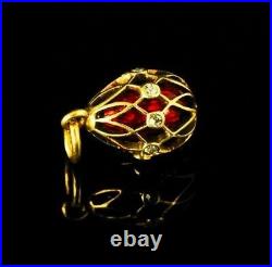 Antique Russian guilloche enamel Gold Diamonds Egg pendant, circa 1896
