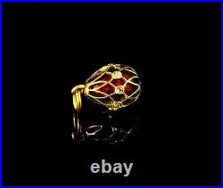 Antique Russian guilloche enamel Gold Diamonds Egg pendant, circa 1896