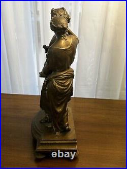 Antique Spelter Gilded Roman Women in Gowns Standing Holding Hands Statue