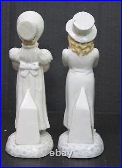 Antique Staffordshire Pair Boy & Girl in Top Hat & Bonnet Figurine
