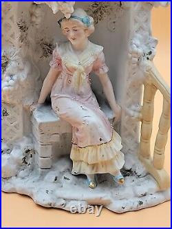 Antique Unger & Schneider Co German Porcelain Bisque Figure Seated Lady 1870-80
