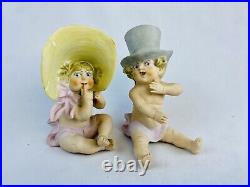 Antique/Vintage Schafer & Vader Baby Boy & Baby Girl Wearing Hats Whimsical Look