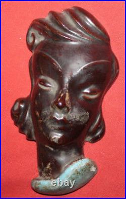 Antique Wall Decor Hand Made Glazed Ceramic Woman Statuette
