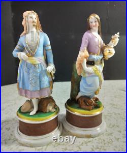 Antique XIX Century French Style Arab Couple Porcelain Figurines, 8 high Antique XIX Century French Style Arab Couple Porcelain Figurines, 8 high