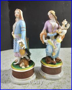 Antique XIX Century French Style Arab Couple Porcelain Figurines, 8 high Antique XIX Century French Style Arab Couple Porcelain Figurines, 8 high
