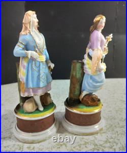Antique XIX Century French Style Arab Couple Porcelain Figurines, 8 high Antique XIX Century French Style Arab Couple Porcelain Figurines, 8 high