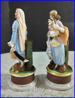 Antique XIX Century French Style Arab Couple Porcelain Figurines, 8 high Antique XIX Century French Style Arab Couple Porcelain Figurines, 8 high