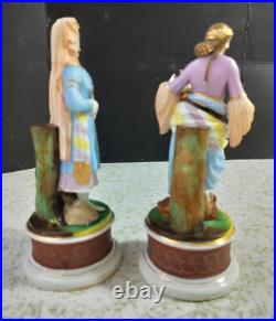 Antique XIX Century French Style Arab Couple Porcelain Figurines, 8 high Antique XIX Century French Style Arab Couple Porcelain Figurines, 8 high