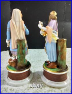Antique XIX Century French Style Arab Couple Porcelain Figurines, 8 high Antique XIX Century French Style Arab Couple Porcelain Figurines, 8 high