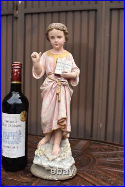 Antique french chalk statue of young jesus religious