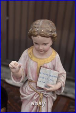 Antique french chalk statue of young jesus religious