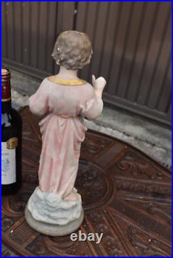 Antique french chalk statue of young jesus religious