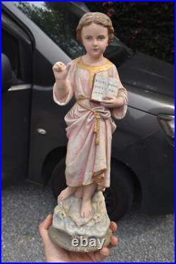 Antique french chalk statue of young jesus religious