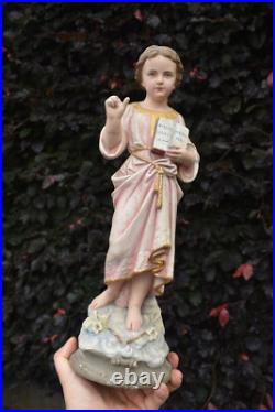 Antique french chalk statue of young jesus religious