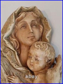 Antonio Borsato 13 Madonna and Child Porcelain Wall Plaque Figurine