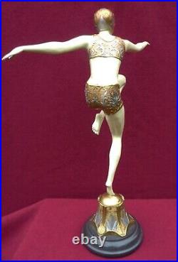 Art Deco Bronze Con Brio Fully Cold Painted Statue Sculpture Dancer Hot Cast