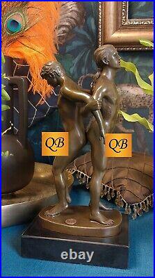 Art Deco Bronze Figurine Sculpture Statue Erotic Nude Male Naked Figure Hot Cast