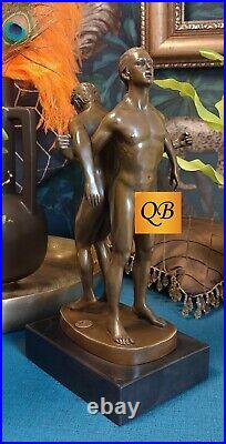 Art Deco Bronze Figurine Sculpture Statue Erotic Nude Male Naked Figure Hot Cast