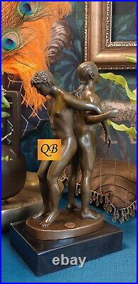 Art Deco Bronze Figurine Sculpture Statue Erotic Nude Male Naked Figure Hot Cast