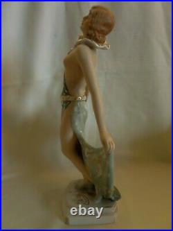 Art Deco Royal Dux Czechoslovakia Porcelain Figurine Of A Semi Naked Woman