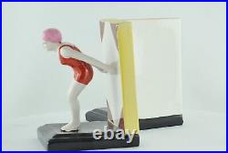 Art Nouveau Style Bookends Figurine Bathing Beauty Sexy Diver Art Deco Style Por
