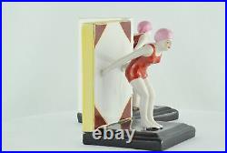 Art Nouveau Style Bookends Figurine Bathing Beauty Sexy Diver Art Deco Style Por
