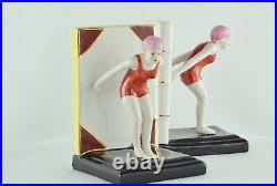 Art Nouveau Style Bookends Figurine Bathing Beauty Sexy Diver Art Deco Style Por