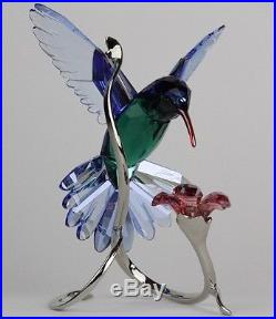 Artist Signed SWAROVSKI Hummingbird Colored Austrian Silver Crystal Figurine SWR