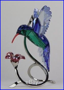 Artist Signed SWAROVSKI Hummingbird Colored Austrian Silver Crystal Figurine SWR