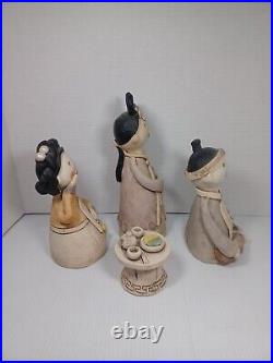 Asian Wedding Couple Husband Wife Korean Stoneware Man Woman Priestess Folk Art