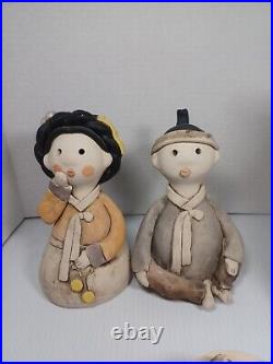 Asian Wedding Couple Husband Wife Korean Stoneware Man Woman Priestess Folk Art