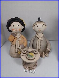 Asian Wedding Couple Husband Wife Korean Stoneware Man Woman Priestess Folk Art