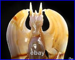 Awesome 5.1 Agate Carved Crystal Dragon Sculpture, Realistic, Crystal Healing