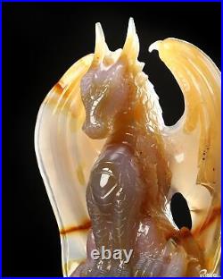 Awesome 5.1 Agate Carved Crystal Dragon Sculpture, Realistic, Crystal Healing