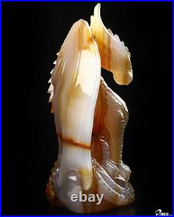 Awesome 5.1 Agate Carved Crystal Dragon Sculpture, Realistic, Crystal Healing