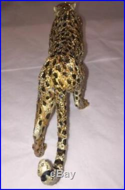 BIG Jay Strongwater Swarovski Crystal Figurine Standing Jungle Cheetah Leopard
