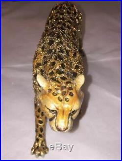 BIG Jay Strongwater Swarovski Crystal Figurine Standing Jungle Cheetah Leopard