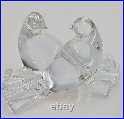 Baccarat Crystal Love Birds Doves Signed Art Glass Figurine Collectible Pristine