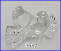 Baccarat Crystal Love Birds Doves Signed Art Glass Figurine Collectible Pristine